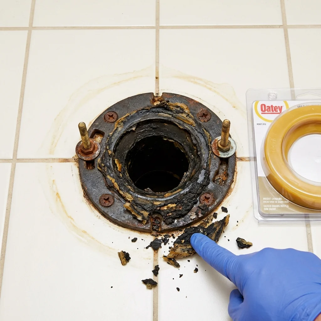 Failed wax ring showing water seepage at the base of a toilet in a Springerville, AZ home