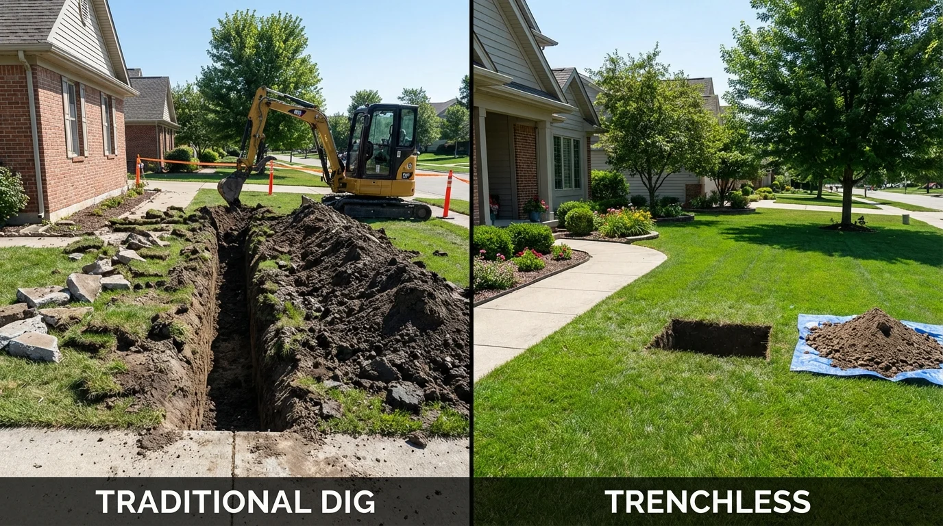 Trenchless sewer repair with minimal yard damage versus traditional excavation in Springerville, AZ